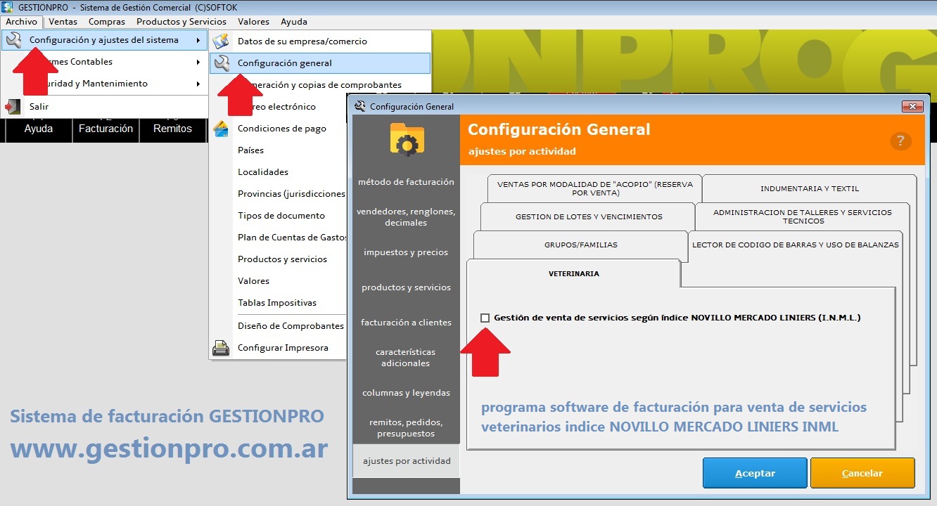 Gestión de venta de servicios según índice NOVILLO MERCADO LINIERS INML